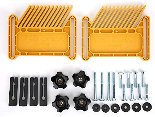 Universal Featherboard Attachment, Dual Stackable Multi-Functional Woodworking Miter Lock System Featherboards, Feather Board for Table Saws Router Band Saws(yellow)