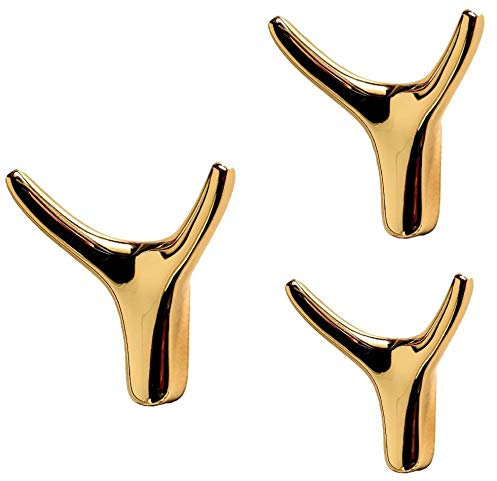 C-G 3 Wandhaken gold glänzend Metall Handtuchhalter Garderobenhalter Kleiderhaken