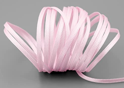 50 m x 3 mm Satinband HELLROSA (604) Rosa doppelseitiges Schleifenband aus Satin ohne Draht weich und glänzend Geschenkband Deko Band double face Dekoband Dekorieren Kordel Basteln