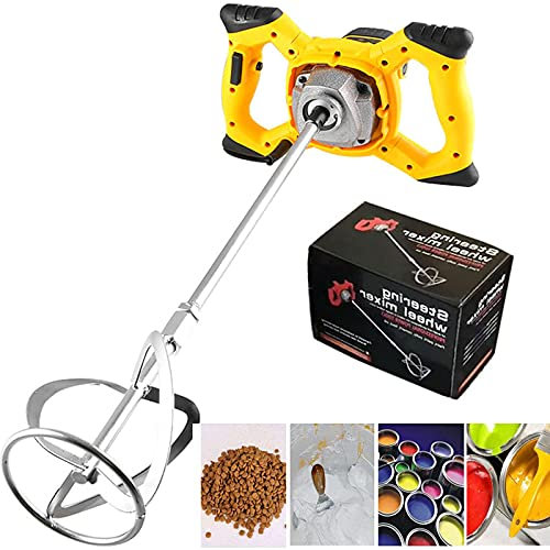 HGJDKSJ MéLangeur de Mortier 2400 W, MéLangeur de Peintures Saucier Electrique, 0-800 R/Min, Agitateur M14 RéGlable - 220V 2400W 6-Vitesse Ajustable, pour Mortiers Peinture Coulis de Boue
