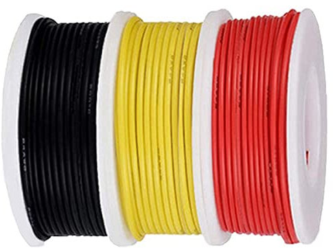 Xiatiaosann 24AWG Silicone elettrico filo Kit Fili Elettrici filo di aggancio 300V elettronici Cavo Filo in Rame Stagnato 3 colori 7m Ogni kit assortimento di fili per fai da te