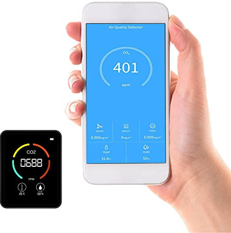 Portable Co2 Detector - Home Co2 Sensor - Indoor Air Quality Measuring Devices - Carbon Dioxide, Temperature and Humidity, High Accuracy Air Monitor