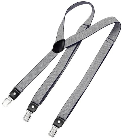 DonDon Hosenträger für Herren schmal 2,5 cm mit 3 extra starken Hosenträger Clips in Y-Form – elastisch und längenverstellbar