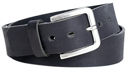 Goldschmidt Trachten Gürtel aus Leder mit silberner Schnalle | Ledergürtel Unisex Herren 4cm Breit | Hochwertiges Echtleder | Made in Germany (Schwarz, 90)