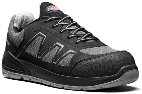 Dickies Rydal Safety Trainers Shoes Composite Metal Free Toe Cap Breathable Water Resistant Lightweight Non-Metallic Anti-Penetration Midsole UK5.5-12 (Black/Grey, Numeric_8)