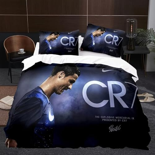 Football Parure de lit, Impression Numérique 3D Housse de Couette 140x200cm pour Enfants 100% Polyester avec 1 Taie d'oreiller 65x65cm