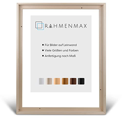 RahmenMax® Luzern Schattenfugenrahmen 40x60 cm aus lackiertem Massiv Holz/Rahmen für Leinwand/Bilderrahmen für Keilrahmen/Leinwandrahmen in Natur unbehandelt - Maßanfertigung möglich