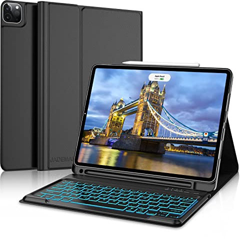 Keyboard Case for iPad Pro 12.9 6th Gen 2022, Detachable Wireless Backlit Keyboard, Slim Cover with Pencil Holder for iPad Pro 12.9 inch (6th, 5th, 4th, 3rd gen - 2022, 2021, 2020, 2018), Black