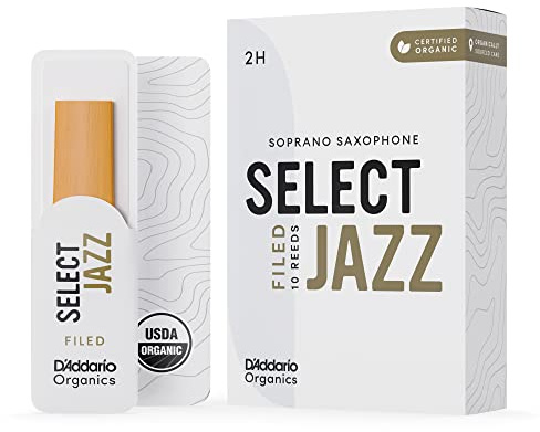 D'Addario Organisch Select Jazz Filed Soprano Saxophon-Stimmzungen - Saxophonrohre - 2 Hart, 10 Packung