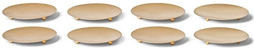 Novaliv 8er-Set Kerzenhalter Dekoteller Stumpenkerzen Gold 10cm Kerzenteller Adventskranzkerzenhalter Weihnachten Tischdekoration Kerzenpick Adventskerze Metall rund Teller für Kerzen