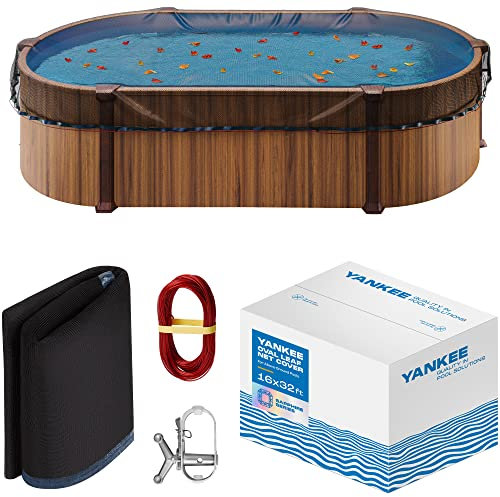 Yankee Pool-Laubkescher für ovalen Pool, 4,6 x 9,2 m, robustes 0,4 cm oberirdisches Laubnetz, Schwimmbadnetz zum Schutz vor Blättern, Schmutz und Verstopfung