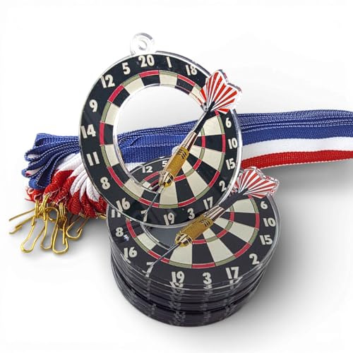 Trophy Monster Dart-Medaillen mit gratis Clip-on-Bändern, 50 mm, lasergeschnitten, bedrucktes Acryl, Großpackung