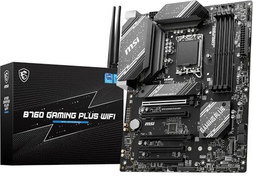 MSI B760 GAMING PLUS WIFI Mainboard, ATX - Unterstützt Intel Core Prozessoren der 14., 13. und 12. Generation, LGA 1700 - DDR5 6800+MHz/OC, 2 x PCIe 4.0 x16, 2 x M.2 Gen4, 2.5G LAN, Wi-Fi 6E