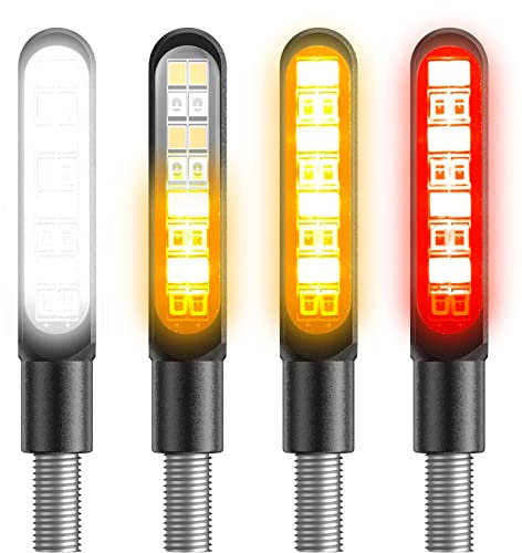 Kinstecks 4PCS Motorcycle Indicators Flowing Turn Signal Lights Motorbike Turning Indicators Daytime Running Lights Brake Lights 12V 16LED for Motorcycle Motorbike