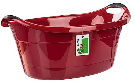 Oval Wäscheschüssel 40L Universal-Schüssel – 71,5 x 50 x 31,5 cm- Schüssel für Wäsche Spülschüsseln Starke Wäschewanne aus Stabilem Kunststoff | Rot