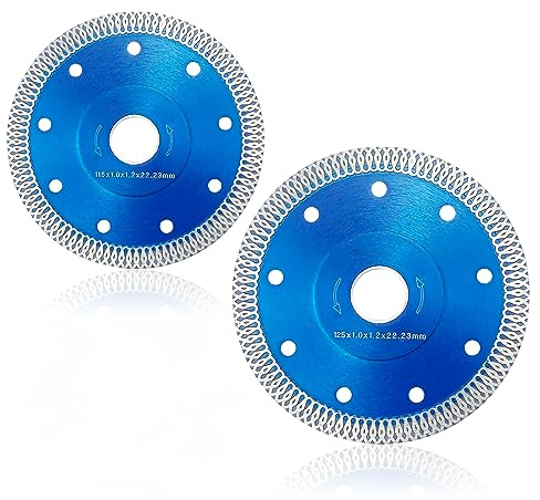 Boloest Diamant Sägeblatt 115/125mm, Super Dünn 1mm, für Winkelschleifer, Keramik, Porzellan, Fliesen, Granit, Metall, Blau