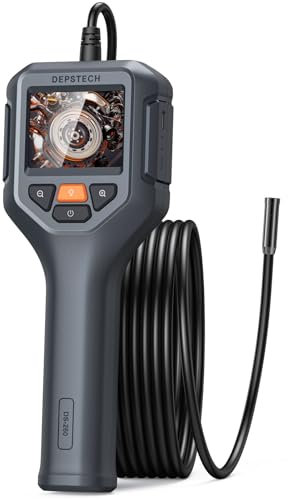 DEPSTECH Endoskopkamera mit Licht, 1080P HD Inspektionskamera Livebild mit 2X Zoom 2.4 Zoll IPS Bildschirm, Kanalkamera Rohrkamera 5m Schlangenkamera Hausinspektion Werkzeug
