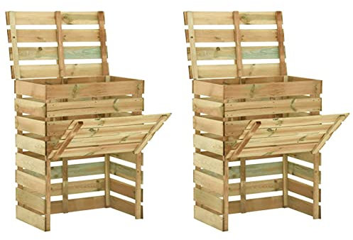 Camerina Compostadores de láminas 2 uds Madera de Pino Compostador Jardin PequeñO 80x50x100 cm