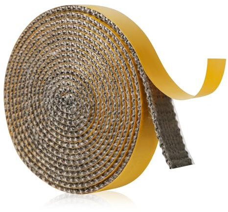 Joint d'Étanchéité en Fibre de Verre, 20mm x 3m x 3mm Autocollant Ruban d'Étanchéité pour Cheminée Joint Tressé pour Insert et Poêle pour Cheminées Porte de Poêle à Bois (Gris)