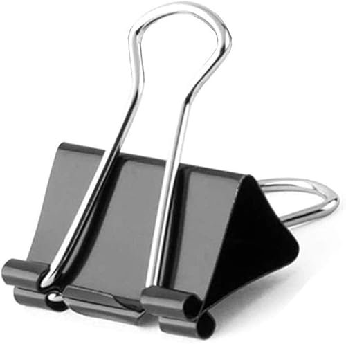 Foldback-Clip, Metallklammern, Binder-Clips, Foldback-Clips, Büroklammern, Bulldog-Clips, Metallscharnier-Clip, 32 mm, Schwarz, Binder for Fotos, Heimbürobedarf (Größe: 72 Stück) (Größe: 72 Stück) ( C