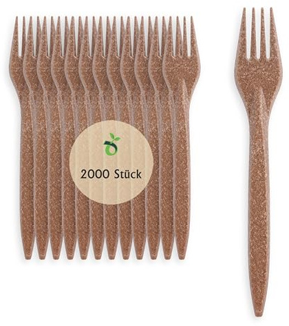 ECOPICNIC 2000 Stück Mehrweg Gabeln aus Dunkelbraunem WPC | Umweltfreundliche, Wiederverwendbare Gabeln, nachhaltige Alternative zu Plastikgabeln