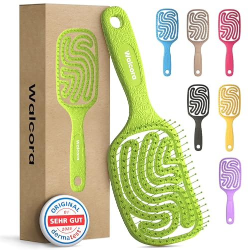Walcora Haarbürste ohne Ziepen – NEUHEIT 2026 – Entwirrbürste & Detangler Bürste für Damen, Herren & Kinder, für Locken, nasse, feine & lange Haare, Hair Brush - Grün