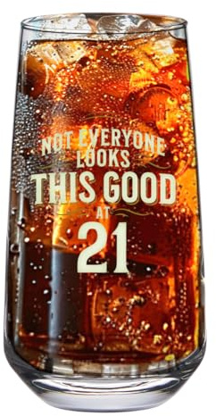 D Design Invent Print! 21st Birthday Gift Glass Mug Funny Printed Drinking Present for Men Women Age 21 Year Old Gift Idea Keepsake Happy Birthday - 480ml