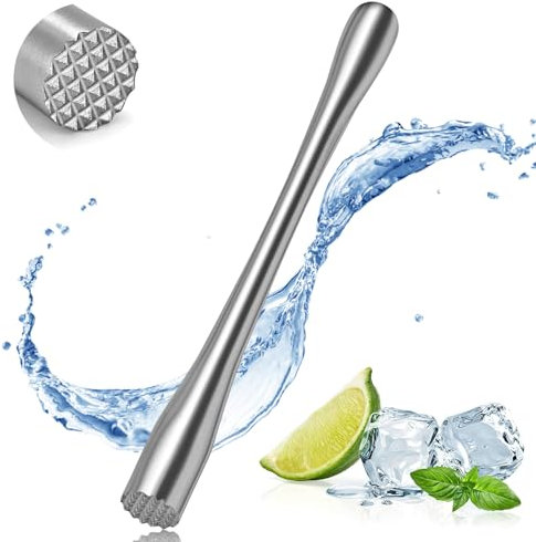 Wantli Cocktail Stössel 28.5cm, Cocktail stößel, Ice Crusher, Eiscrusher Krautstampfer Crusher, Fischtöter Fischknüppel, Multifunktion Edelstahl StößEl