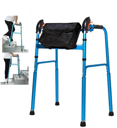 Joyfitness Klappbares Gehgestell aus Aluminium,Gehhilfe Gehbock Leicht Höhenverstellbar, verstellbares Gehgestell mit Treppenunterstützung, Gehbock für Senioren