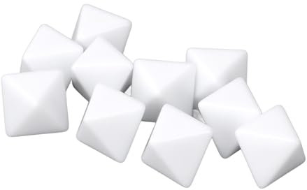 30 Stück weiß Leere Würfel, 8 Seitiger 16 mm Würfel Kunststoff DIY Blankowürfel für Klassenzimmer, Brettspiele, DIY Aufkleber, Zählen, Unterricht, Spaß Machen
