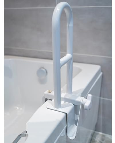 Aide à L'entrée de Bain Réglable, Poignée de Sécurité, Barre D'appui Pour Baignoire, Avec Coussinet en Caoutchouc, Pour Baignoires de Salle de Bain, Sans Perçage, Blanc (Blanc)