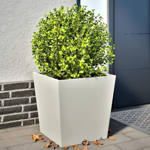 Tidyard Jardinières 2 pcs Blanc 50x50x50 cm Acier Bac de Plantation pour Cultiver Fleurs, Plantes, Lit Surélevé Jardinière Potager pour Terrasse Balcon