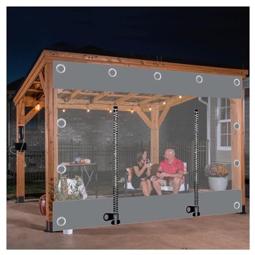 Transparent Tarpaulin Side Panels With Zip Doors,Waterproof tarpaulin transparent curtains,Outdoor tent side panels with zipper - with grommets，PVC Tarpaulin with Zipper(H2.1xW5.5m/H6.8xW18ft)