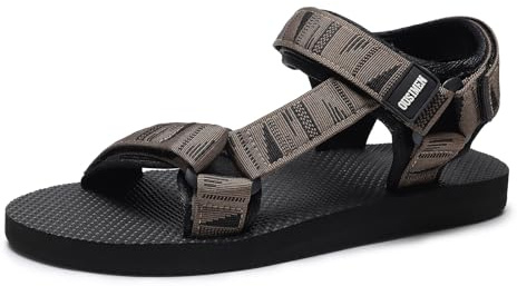 OUSIMEN Sport utomhussandaler för män justerbara lätta sandaler avslappnade bekväma promenadkardborrebandssandaler skor, Armégrönt, 41 EU