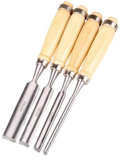 Robust and Easy to Use Wood Chisel Set 4PCS Half-Round Chisel Wood Carving Gouge Kit Woodworking Hand Engraving Tool Set Professional Carpenter Carver Tools