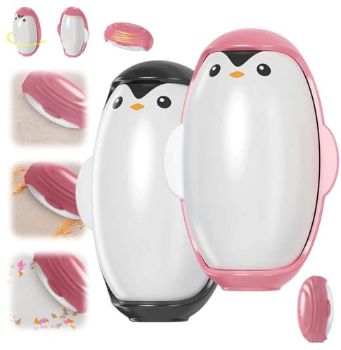 Pinguin-Mini-Fusselroller, Pinguin, wiederverwendbar, effizient, für Tierhaare, Fusselroller, waschbar, Fusselroller, tragbarer Fusselroller, Ballentferner für Kleidung, Tierhaare, extra klebrig, 2