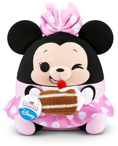 Snackles Disney 35 cm großes Plüschspielzeug von ZURU, Plüschspielzeug mit Snack-Accessoire (Minnie&Chocolate Cake)