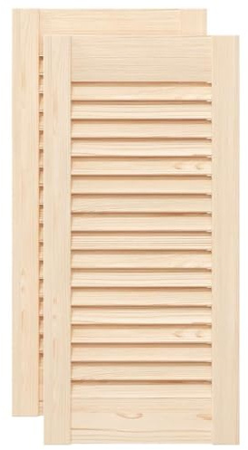 vidaXL Portes d'armoire à persiennes 2 pcs 61,5x29,5 cm pin Massif, Porte de Meuble, Porte de Garde-Robe, Panneau à persiennes en Bois
