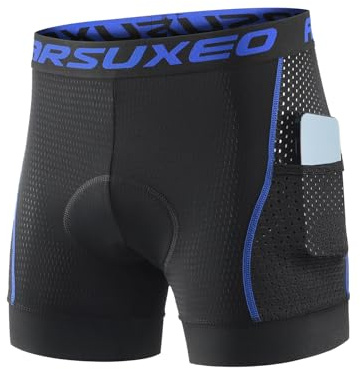 ARSUXEO Cykelbyxor med Vaddering Herr Road Bike MTB Shorts Pad Underkläder Andningsbara med fickor 005G, Blå, M