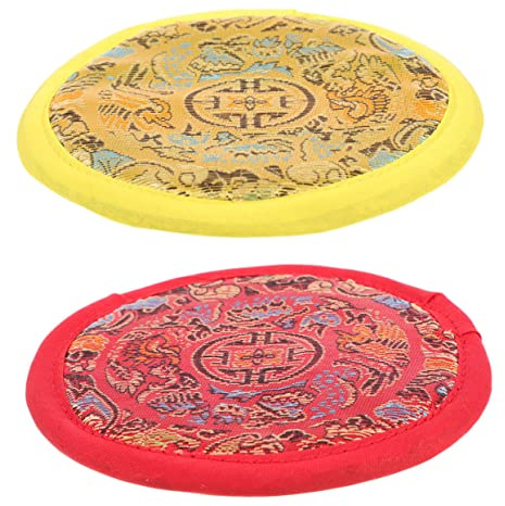 WESIEVYA Set 2 Tappetini per Campane Tibetane 10 Cm, Cuscinetti Buddisti per Ciotole Sonore, Accessori Leggeri e Resistenti per Meditazione e Pratiche Spirituali