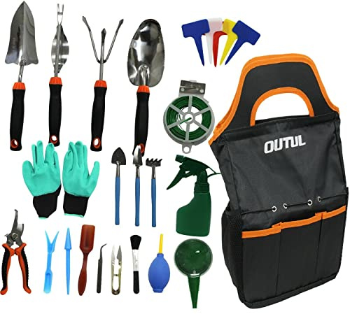 Rammento 50 Piece Large Garden Tools Set for Gardening with Bag | Outdoor Hand Tool Kit with Trowels, Forks, Pruners, Labels & Accessories | Allotment Equipment for Weeding, Plant Care & Maintenance