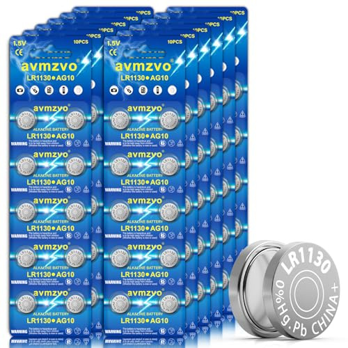 avmzvo LR1130 Knopfzellen Batterien AG10 LR54 189 389 1.5V, 120 Stück | Alkaline Knopfzellen,ohne Quecksilber, kindersichere Verpackung【5 Jahre LagerGarantie】