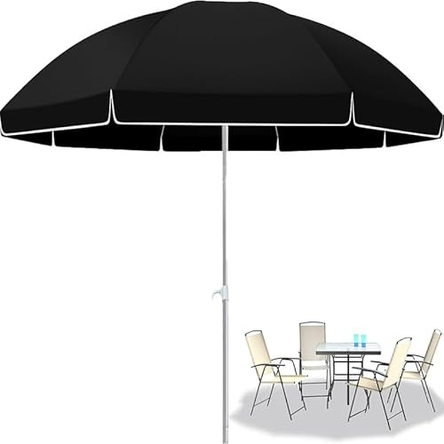 Tragbarer Strandschirm, leicht, rund, für Terrasse und Markt, UV-Schutz, einfache Einrichtung, ideal für den Außenbereich und den Strand, Aprikosenfarbe