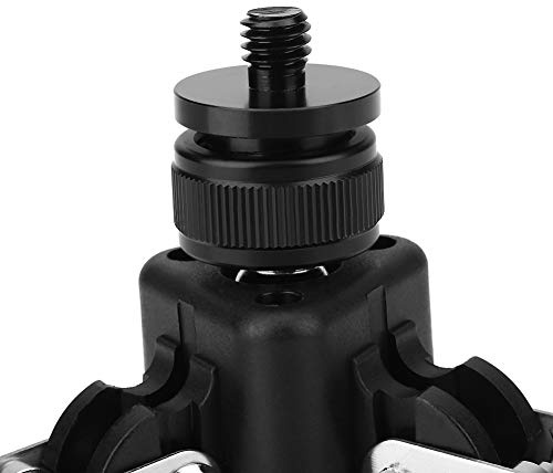 Tbest Soporte Universal Mini de Tres Pies Base monopié para Trípode con Tornillo de Montaje de 3/8 Pulgadas Aleación de Aluminio Portátil Compacta para Fotografía y Video Negro Plata