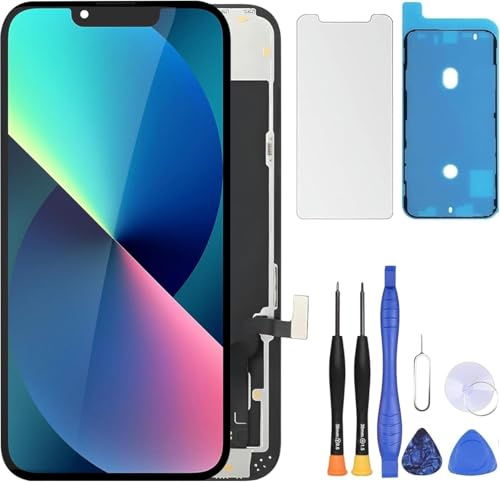 ZOETEC Remplacement d'écran OLED souple pour iPhone 13 (PAS LCD) 6,1'' Affichage Full HD COF Écran tactile numériseur Cadre d'assemblage avec kits d'outils de réparation, adhésif étanche, verre trempé
