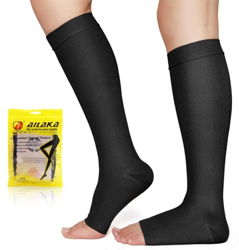 Ailaka Kompressionsstrümpfe 20-30mmHg, Atmungsaktive Weitenstrümpfe für Damen & Herren, Ideal für Sport, Flugreisen, Pflegeberufe und Schwangerschaft