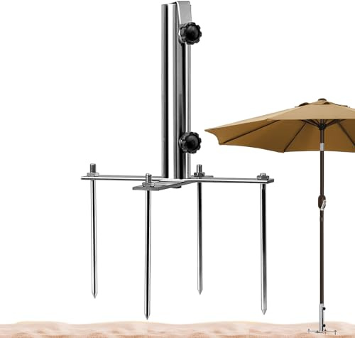 Poinçon à Parasol de Plage,Résistant au vent Usage intensif à 4 pointes - Stabilisateur De Parapluie Solaire Avec Piquet Pour Extérieur | Pour Pelouse Terrasse Jardin Vacances Événements Camping Batea