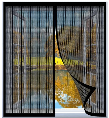 Insektenschutz Fliegengitter Fenster mit Alurahmen 93 x 93 cm Lichtdurchlässig, Reißfest, Wetterfest, Langlebig Magnet Fliegengitter für Alle Fenster, Schwarz