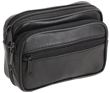 Echtleder Gürteltasche Hüfttasche Bauchtasche Geldbörse kompakt mit Gürtelschlaufe – für Handy Geld Karten Schlüssel Reise Festival – Leder Portemonnaie Schwarz Damen & Herren – SOTALA