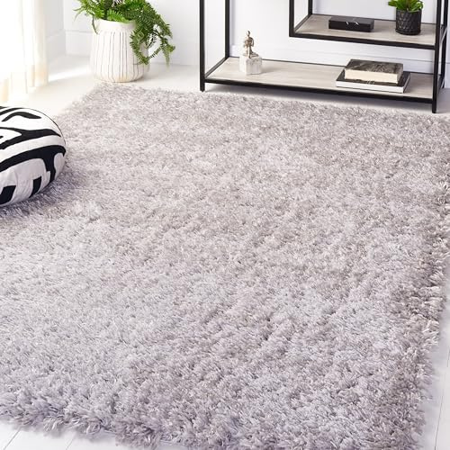 SAFAVIEH Flokati Shag Collection Area Rug - 5'3 x 7'6, Silver, Solid Design, Non-Shedding & Easy Care, 2.75-inch Thick Ideal for High Traffic Areas in Living Room, Bedroom (FLK950F)